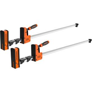 JORGENSEN 36-Inch Parallel Bar Clamp, Heavy-Duty Cabinet Master Clamp for Woodworking Glue-Up, 2200 lbs Force, Quick Release, Spreader Function, 2-Pack