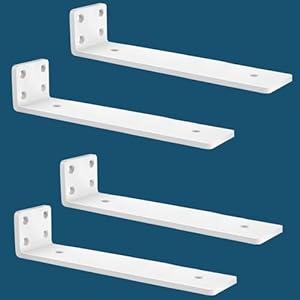 MLOQI 4 Pack Floating Shelf Bracket Heavy Duty, Hidden Shelf Brackets 5mm Thick L Brackets for Shelves up to 50 KG (White 30cm)