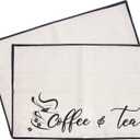 CRASPIRE Coffee Bar Set - 2pcs Burlap Coffee Maker Mats, 20'X 14' Fabric Backed Placemats for Kitchen Countertops