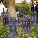 AYOGU 17 Halloween Foam RIP Graveyard Tombstones, 5 Pack Tombstone with 10 Metal Stakes for Halloween Decorations