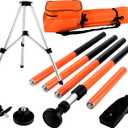 KEZERS Laser Level Pole with Tripod,12Ft./3.7M Telescoping Pole for Laser Levels,1/4-20 Laser Mount for Rotary and Line Laser Level,Adjustable Pole and Tripod with 5/8-11 Threaded Adapter-FLP370B