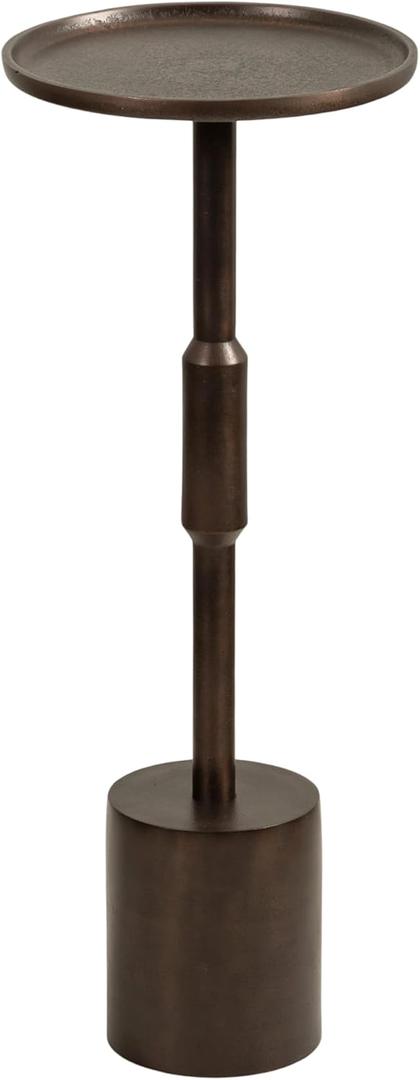 Kate and Laurel Truxton Modern Round Metal Drink Table, 9 x 9 x 22, Bronze, Transitional Cast Aluminum Pedestal Table for Use as Indoor Plant Stand or Living Room Decor