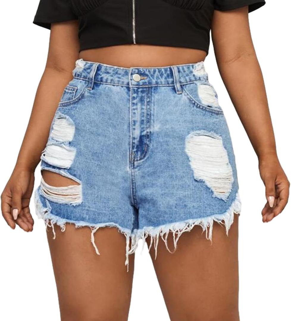 GAGELE Plus Size Denim Shorts Women High Waisted Stretch Summer Jean Shorts (18, 2022blue)