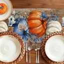Artscope Pumpkins Eucalyptus Leaves Fall Table Runner,Autumn Seasonal Kitchen Dining Table Decoration for Fall Home Decor 13x120 Inch-Wood