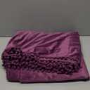 55 in x 71 in Velvet Throw Blanket - Sofa Throw Blankets Made of Cotton Velvet with Pompom Trims on Sides - Versatile Cotton Velvet Accent Blanket for Bed (Aubergine)