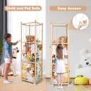 Stuffed Animal Storage, Wood Stuffed Animal Zoo Storage with Brake Wheels, Space Save Toy Organizer, Large Capacity Stuffed Animal Holder, Perfect for Nursery Playroom Kidroom Bedroom-54.3 Inch