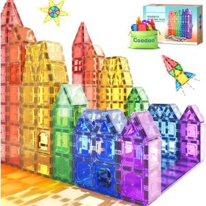 Coodoo Magnetic Tiles Kids Toys STEM Magnet Toy for Toddler Magnetic Blocks Building Preschool Learning Sensory Montessori Toys for 3+ Year Old Boys and Girls, Safe Creativity Toddler Kids Toy 36 Piece Set