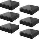 2.5" x 2.5" Aluminium Alloy Fence Post Caps Pressure Fit 6Pcs Pyramid Post Caps Cover Perfect, with Matte Finish Powder Coated Surface for Fence Wood Post of Decks, Garden or Corridors (Black)