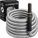 100 FT Metal Garden Hose, Stainless Steel Water Hose, Kink-Free Lightweight Heavy Duty Garden Hose with Brass Fittings & Nozzle, Flexible Non-Expandable Hose