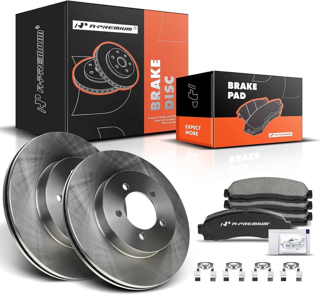 A-Premium 12.01 inch(305 mm) Front Vented Disc Brake Rotors + Ceramic Pads Kit Compatible with Select Ford and Mercury Models - Explorer 2002-2005, Mountaineer 2002-2005, 6-PC Set