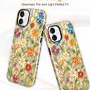 Compatible with MagSafe Flower Phone Case for iPhone 15 Pro, Cute Magnetic Stained Glass Floral Aesthetic Soft Shockproof Protective Phone Cover for Women Girls-Vibrant Flowers