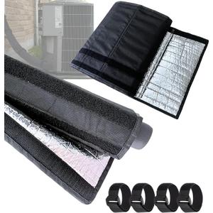 4 Layers HVAC AC Copper Pipe Insulation Cover, 78x11.8 Oxford AC Pipe Covers, for Outdoor AC Lines, Electrical Cables, Wires, Prevents Freezing, Waterproof ,UV Resistant (Black)