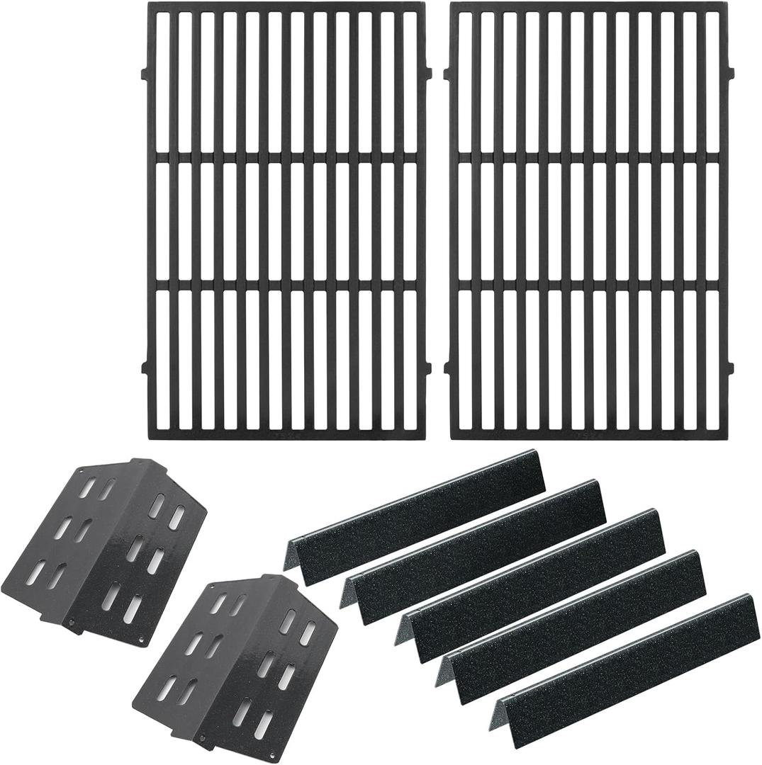 LS'BABQ Replacement Kit for Weber Genesis Parts 300 Series with Front Control Knob 7524 Cooking Grates 65505 Heat Deflectors 7620 Flavorizer Bars for Weber E-310 E-320 E-330 S-310 S320 S-330 EP-310