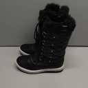 POLAR Womens Snow Boot Nylon Tall Winter Fur Lined Snow Warm Waterproof Rain Boot (6, Black)