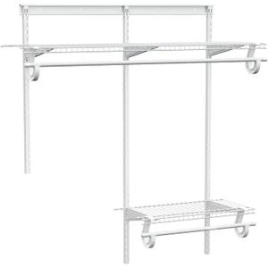 PROWORX 2-4 Ft. Expandable Closet Organizer System Kit, White Custom Metal Wire Shelving, Organization and Storage Shelves Wall Mounted with Hanging Rods