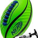 Nerf Spiral Grip Footballs - Patented Spacelace for Ultimate Spirals - Machine Stitched Construction - Pump Included - Junior or Mini - Blue/Orange or Green/Black (Junior 10.5")