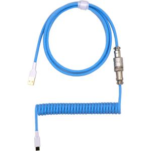 Kraken Light Blue Coiled Keyboard Cable - Artisan Blue Coiled USB C Cable with Aviator Connector for Mechanical Gaming Keyboards (Sky Blue) (COILED Sky Blue)