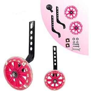 training wheels flash mute wheel bicycle stabiliser mounted Kit compatible for bikes of 12 14 16 18 20 Inch 1 Pair