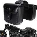 Motorcycle Saddlebags with Secure Lock, 30L Universal Powersports Side Saddle Bags, Waterproof Leather Saddlebag for Harley Sportster Dyna Softail Honda Shadow Rebel Yamaha Kawasaki Vulcan Cruiser