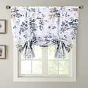 H.VERSAILTEX Blackout Tie Up Curtain - Thermal Insulated Balloon Curtain for Small Window, Kitchen - Rod Pocket Panel, 42" W x 45" L, Floral Pattern in Bluestone and Taupe