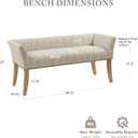 Madison Park Accent Bench for Living Room, Upholstered with Nailhead Trim, & Padded Seat Entryway Bench Small, End of Bed Bench with Back, 49.5" W x 19.25" D x 23" H, Taupe Multi