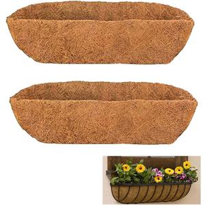 2pcs Trough Coco Liner 30 inch Wall Planter Replaceable Coco Liner for Window Box, Fence Flower Baskets-