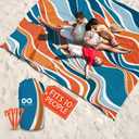 Everlasting Comfort Extra Large Outdoor Picnic Blanket Waterproof 128 x 108 /10.7ft x 9ft  Foldable Mat for Picnics, Camping, Beach, Grass Park  Sandproof Travel Blankets & Essentials, Orange