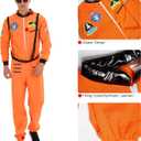 EraSpooky Astronaut Costume Men Halloween Spaceman Suit Adults Pilot (Orange)