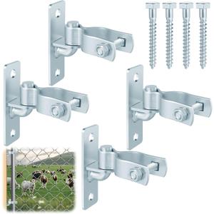 4 Pair 1-3/8'' Wall Mount Gate Hinge Heavy Duty, Chain Link Fence Post Hinges for Outdoor Gates, Metal Gate Hardware Kit (Screws Included)