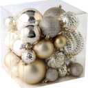 Christmas Balls Ornaments -36pcs Shatterproof Christmas Tree Decorations with Hanging Loop for Xmas Tree Wedding Holiday Party Home Decor,6 Styles in 3 Sizes(Champagne Gold)