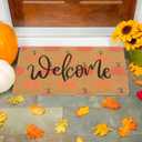 Hello-Pumpkin-Welcome-Doormat Artificial Coir Welcome Mat Fall Door Mat Harvest-Festival Front Door Mat for Entrance 17 x 29 Inch