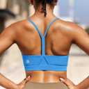 RUNNING GIRL Y-Back Sports Bras for Women, Medium Impact Wirefree Padded Bra Workout Crop Top Longline Sports Bra Push up (Blue)