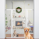 51" Extra Tall Cat Gate 30"-49.27" Wide, Auto Close, Pressure Mounted, for Cats & Small Dogs, Hallway, Stairs, Kitchen, Not Baby Gate,White