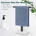 Hand Towel Holder, T-Shape Hand Towel Stand for Bathroom, Hand Towel Rack Bar Standing for Vanity Kitchen Countertop, 304 Stainless Steel, Marble Base (Black)
