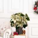 Yellow Christmas Artificial Poinsettia Flowers 8Pack Silk Yellow Poinsettias Artificial Bushes Christmas Flowers 5 Heads Floral Bouquet with Stem for Home Decor