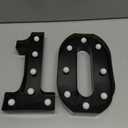 Pooqla Decorative Led Light Up Number Letters, Black Plastic Marquee Number Lights Sign for 10th Birthday Party Wedding Decor Battery Operated Black Decoration 10