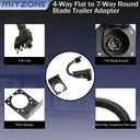 MITZONE 4-Way Flat to 7-Way Round Blade Trailer Light Adapter Wiring Reverse Plug Connector with Mounting Bracket & Screws Nuts for Truck RV Side to Trailer Side Towing Solutions