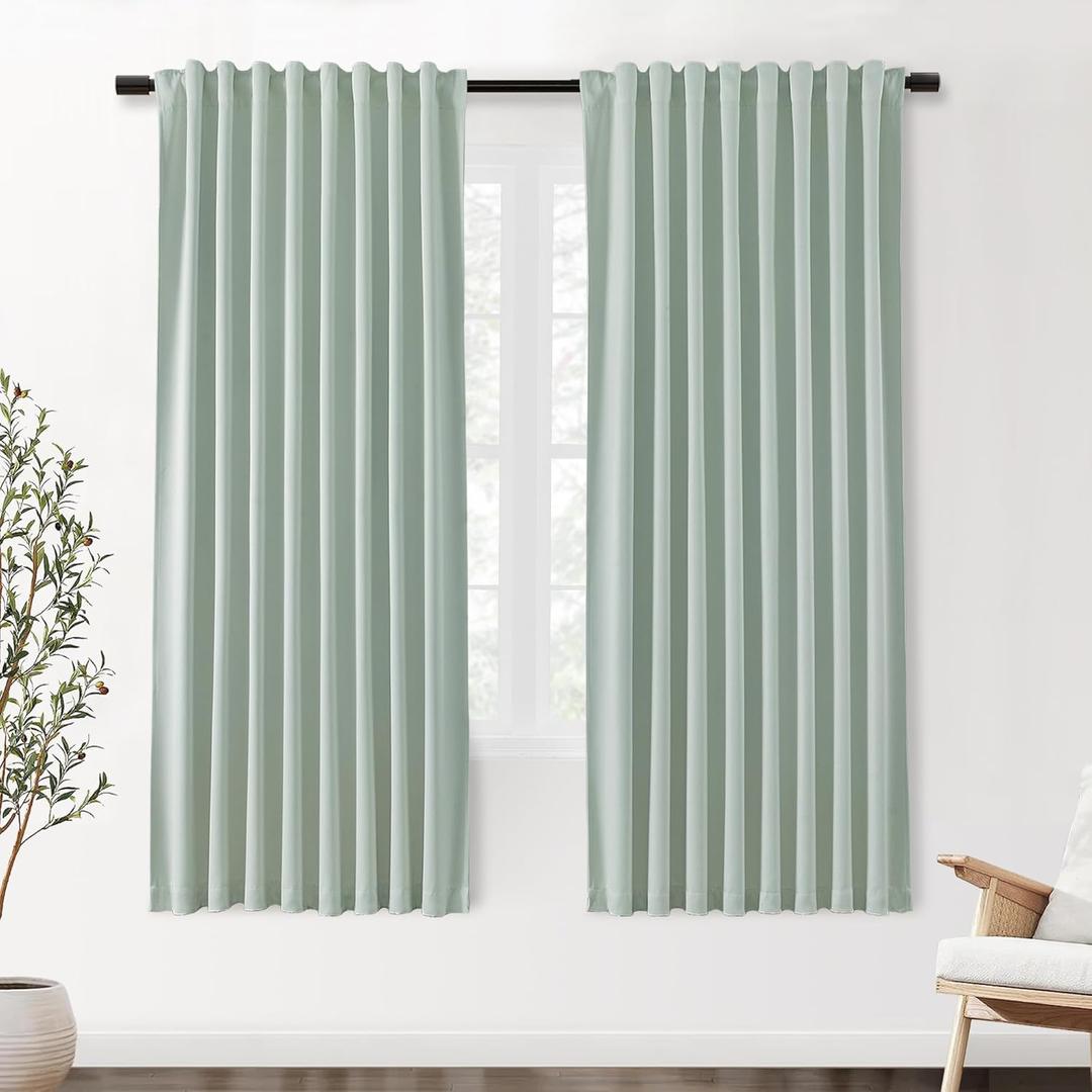 SHINELAND Coastal Summer Blackout Curtains, Thermal Insulated Heat Reducing Drapes, Beach Window Treatments for Living Room Bedroom