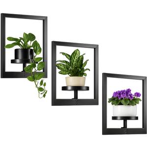 Heavy-Duty Wall Planters for Indoor Plants, Modern Metal Hanging Plant Holders, Picture Frame Wall Plant Shelves for Living Room, Balcony, Patio, Window Garden Dcor, 3-Pack
