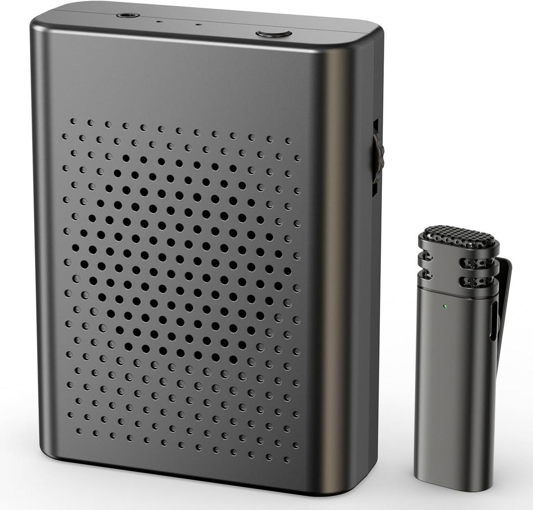 Wireless Voice Amplifier with Wireless Lavalier Microphone, PA System, Portable Speaker and Cordless Omnidirectional Microphone for Teachers, Streaming, Classroom, Lecture, Conference, Yoga, Outdoor