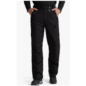 FREE SOLDIER Men's Waterproof Snow Insulated Pants Winter Skiing Snowboarding Pants with Zipper Pockets Size L/34L