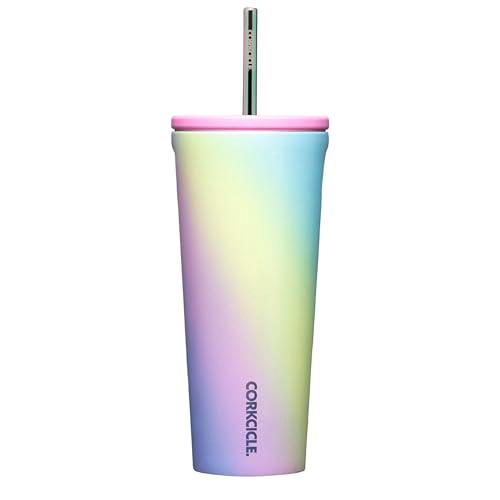 Corkcicle Cold Cup Insulated Tumbler with Lid  Rainbow Unicorn, 24 oz – Reusable Water Bottle Keeps Beverages Cold for 12hrs, Hot 5hrs – Cupholder Friendly Tumbler, Lid for Flexible Sipping