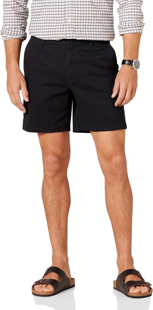 Amazon Essentials Men's Slim-Fit 7" Stretch Chino Short (36, Black)