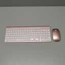 Wireless Keyboard and Mouse Ultra Slim Combo, TopMate 2.4G Silent Compact USB 2400DPI Mouse and Scissor Switch Keyboard Set with Cover, Batteries Included, for PC/Laptop/Windows/Mac - Rose Gold White