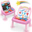 Cokzer Unicorn Gift for 1-2 Years Old Girl, Magnetic Drawing Board with Magnetic Letters and Numbers, Portable Toddler Educational Toy, Birthday for 1-2 Years Old Girl (Pink)