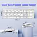 seenda Wireless Keyboard and Mouse Combo for Windows PC, Laptop, Mac, iPad, Bluetooth & 2.4G 3-Device Multi-Connection, Ultra Slim Full Size Quiet Keyboard, Adjustable DPI Mouse, Silver
