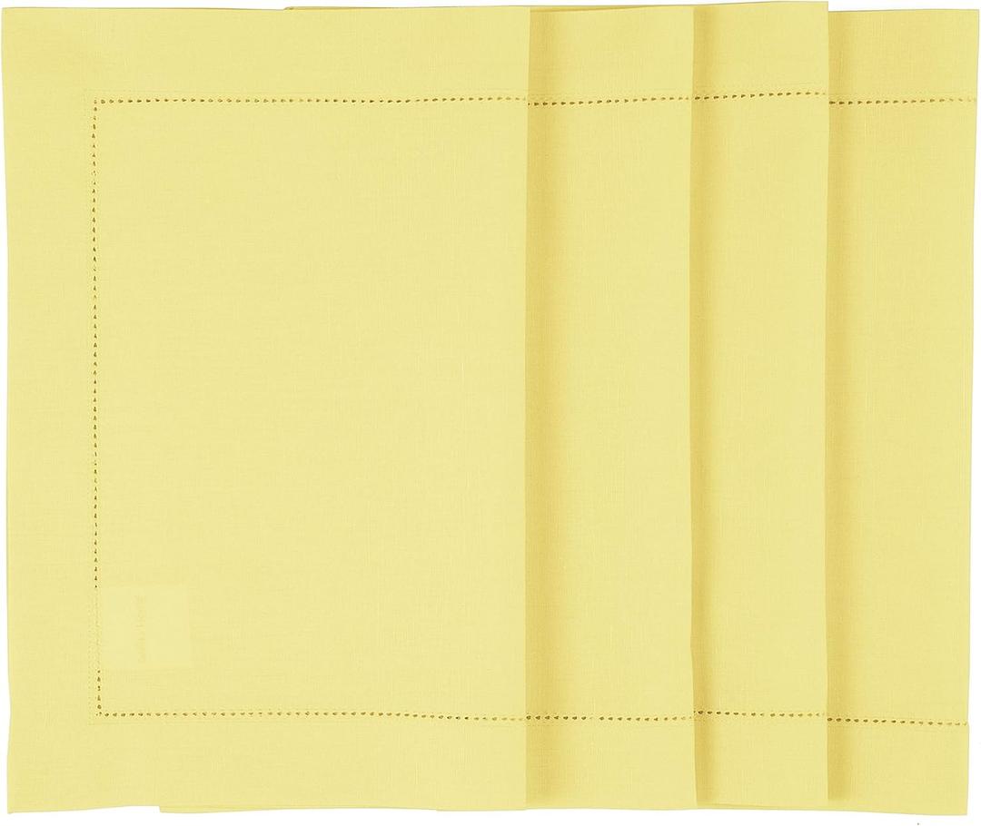 Solino Home Yellow Placemats Set of 4 - Cotton Linen Hemstitch Fabric Placemats 14 x 19 Inch for Spring, Mothers Day, Summer (14 x 19 Inch (Set of 4), Yellow)