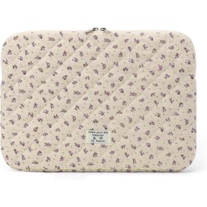 Puffy Laptop Sleeve 13-15.6 Inch Cute Quilted Laptop Protective Case Padded Floral Computer Sleeve for MacBook (A-Purple, 13 Inch)