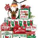 17 Pcs Christmas Tiered Tray Decor Set Winter Tiered Tray Decorations Reindeer Xmas Stocking Wooden 3D Signs Farmhouse Christmas Table Decorations for Home Shelf Rustic Table Centerpiece