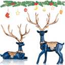 Blue Decorative Christmas Reindeer Sculpture, Small Reindeer Christmas Ornament, Suitable for Home Decor, Indoor Offices, Coffee Tables, Shelves, Entryway Consoles, and Table Centerpieces.